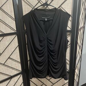 White House Black Market Black Ruched Top XL